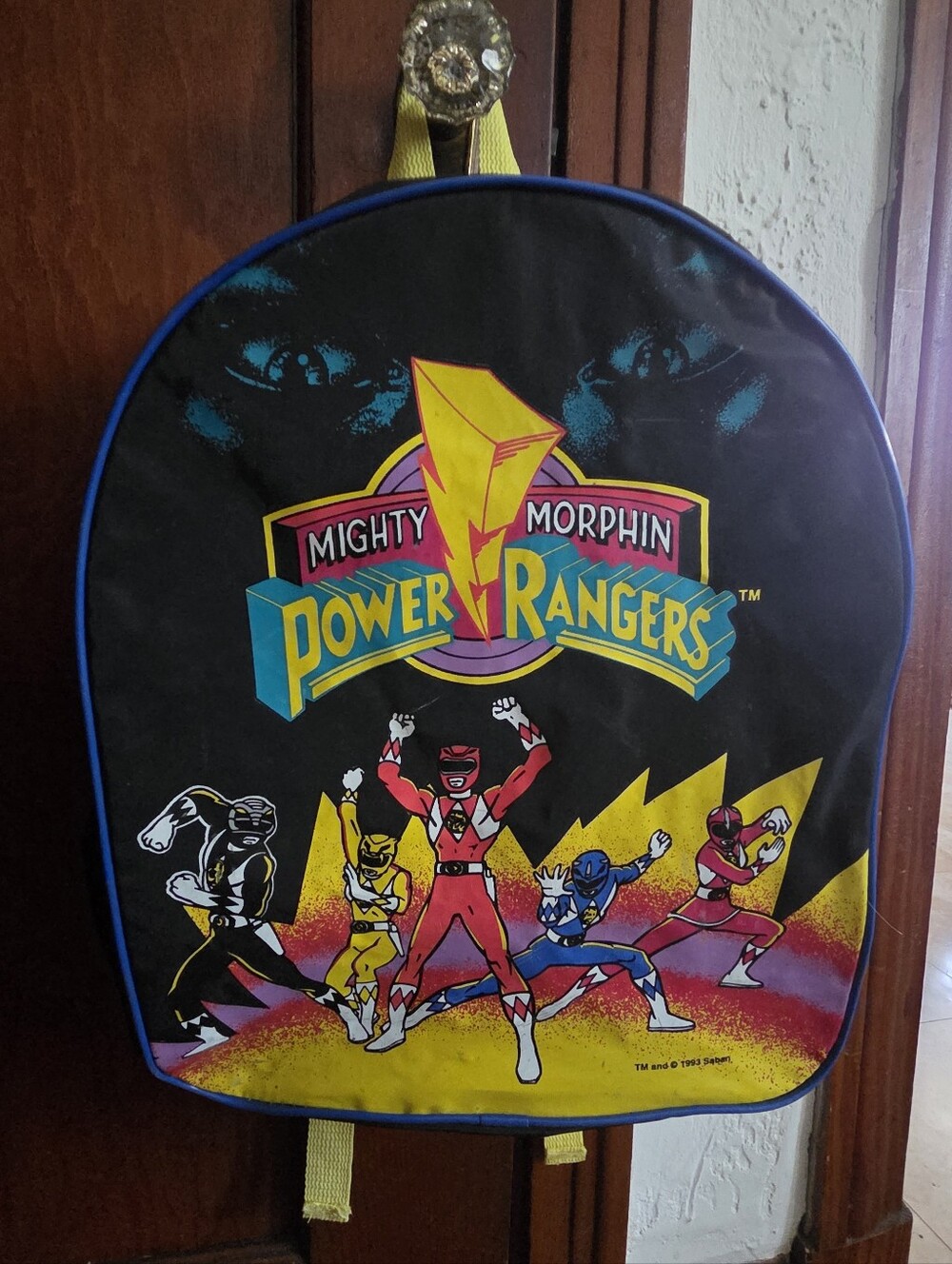 Vintage Power Ranger Kids Backpack - Black, Yellow, Red, Blue